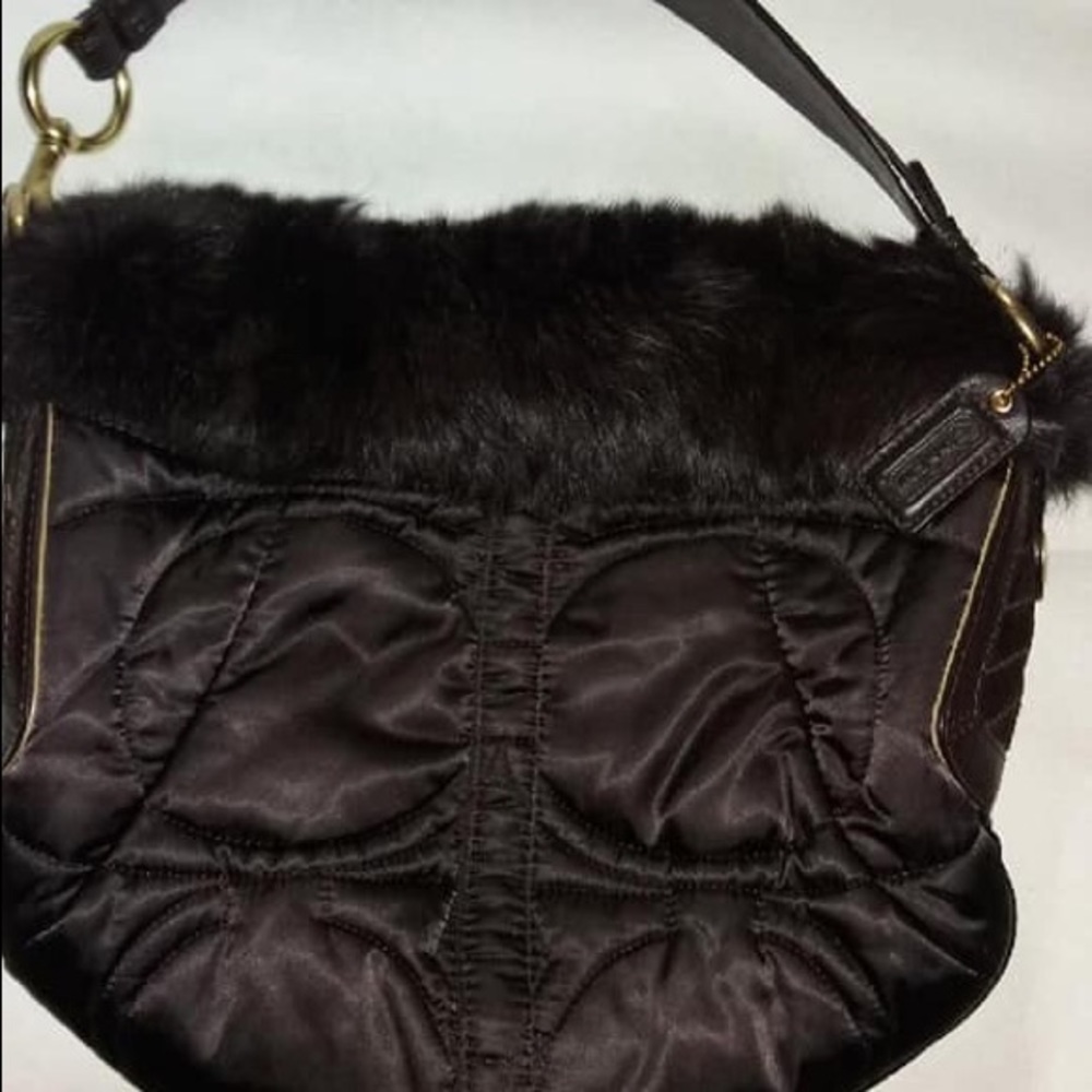 Chocolate Brown Coach Purse with real Fox Fur